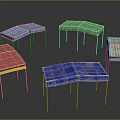 Colorful Upholstered Furniture Benches In Various Colors With Padded Seats And Metal Legs