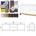 Modern TV Cabinets with Geometric Patterns White Finish and Gray Striped Design Wooden Base