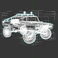 Black Off Road Vehicle With Yellow Wheels Roof Spotlights And Front Headlights