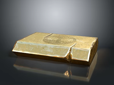 Shiny Gold Bar With Engraved Surface On Reflective Background And Golden Glow 3d model