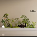 Poliform Plant Combination in Rectangular White Container with Various Green Plants and Decorative Elements 3d model