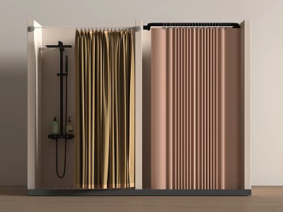 Elegant Bathroom Curtains In Gold And Pink Tones With Luxurious Flowing Design For Home Decor 3d model