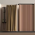 Elegant Bathroom Curtains In Gold And Pink Tones With Luxurious Flowing Design For Home Decor