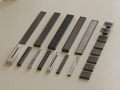 Assorted Metal Furniture Hardware Strips And Decorative Accessories Set 3d model