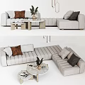 Modern corner sofa coffee table combination multi-person sofa coffee table low table side table 3d model
