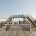 Modern Road Facility Featuring Glass Guardrail And Wooden Structure Amid Rocky Terrain With Cacti