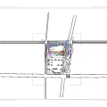 Modern Commercial Street With Glass Buildings Hanging Colorful Decorative Balls Pedestrians Shops And Green Plants