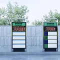 Public Facility Bus Stop Signs With Green White Display Screens And Text Information