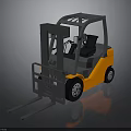 Orange and Gray Forklift With Cabin Forks Wheels and 3D Model Design