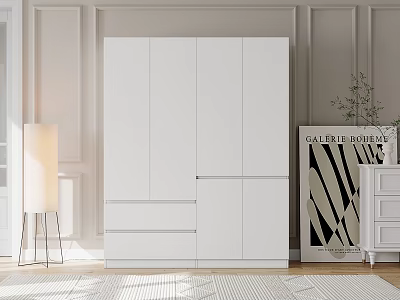 Modern White Wardrobe Interior Design With Multi Door Cabinets And Drawers In Minimalist Room 3d model