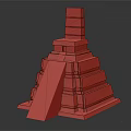 Ancient Architecture Intricate Pyramid Structure With Multiple Tiered Steps Red Decorative Bands And Top Tower 3d model