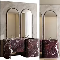 Elegant Double Marble Washbasin With Arched Mirrors In Modern Bathroom