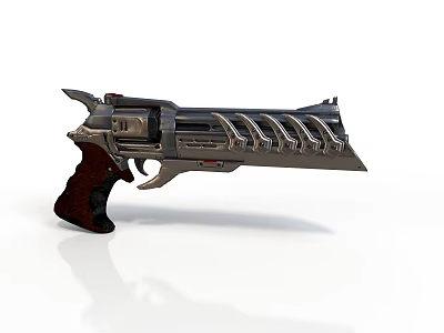 Futuristic Sci Fi Pistol With Metallic Body Wooden Grip And Intricate Design Details 3d model