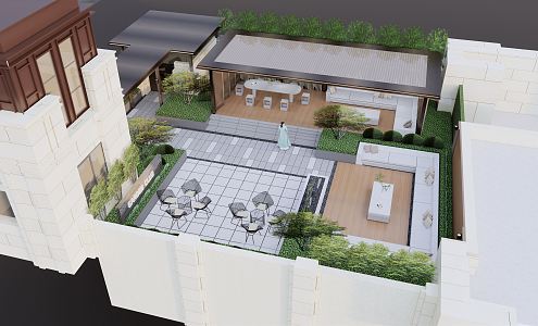 Roof Garden Modern Garden 3d model