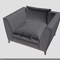 Comfortable Modern Gray Armchair With Soft Cushion And Sturdy Wooden Legs