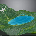 Scenic Mountain Landscape With Lush Green Mountains And Clear Blue Lake