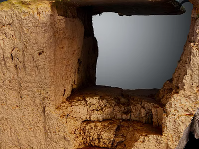 Ancient Stone Structure With Rough Textured Walls And Central Opening Against Gray Sky 3d model