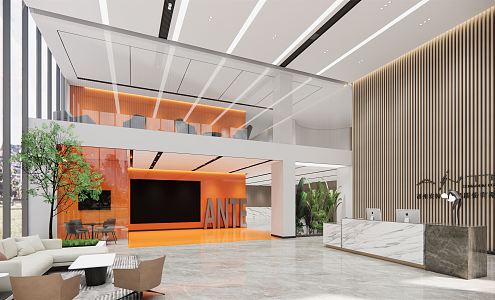 Modern Hall Office Lobby 3d model