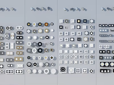 Assorted Lighting Combinations with Round Square Fixtures Arranged Neatly for Modern Interiors 3d model