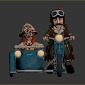 Three-wheeled motorcycle explorer explorer tourist cartoon motorcycle two-wheeled motorcycle 3d model