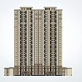 Modern High Rise Residential Building Exterior Design With Commercial Podium And Balconies