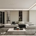 Modern Living and Dining Area Interior With Open Layout Sofa Coffee Table Staircase And Plants
