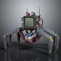 Spider Inspired Robot With TV Screen Head And Metallic Mechanical Legs 3d model
