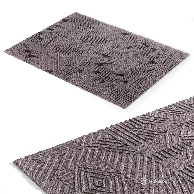Stylish Square Rug With Geometric Striped Pattern For Modern Home Decor 3d model