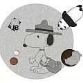 Round Carpet With Snoopy Character Design Soft Texture For Kids Bedroom Decor
