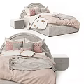 Modern Bedroom Setup With Upholstered Bed Frame And Decorative Pillows