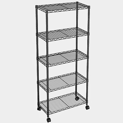 Multi Tier Metal Wire Shelving Unit With Wheels For Home Storage 3d model