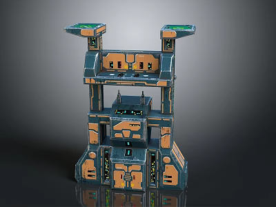 Futuristic Sci Fi Multi Level Structure With Detailed Platforms And Glowing Elements 3d model