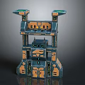 Futuristic Sci Fi Multi Level Structure With Detailed Platforms And Glowing Elements