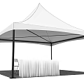 White Canopy Tent with Black Metal Frame and Spacious Structure for Outdoor Events