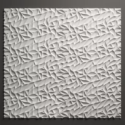 White Background Wall With Leaf Shaped Relief And 3D Textured Decorative Design 3d model