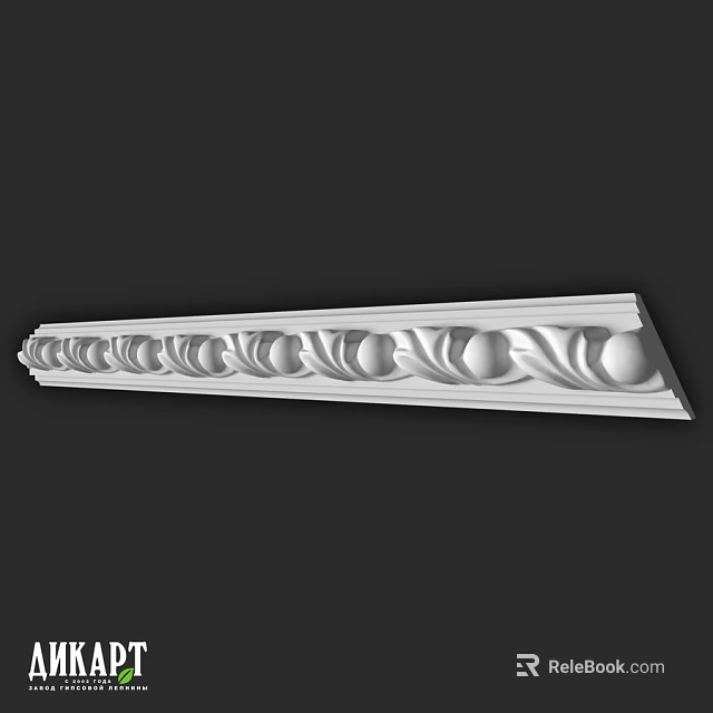 Architectural Decorative Component Featuring Intricate Carved Circular and Wavy Patterns Long Strip 3d model 