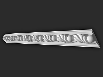 Architectural Decorative Component Featuring Intricate Carved Circular and Wavy Patterns Long Strip 3d model