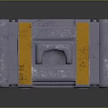 Industrial Metal Equipment Case With Orange Accents Control Panels And Reflective Surface