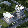 Modern Building Entrance Gate With White Exterior Green Surroundings Road Red Top Logo