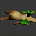 Cartoon Brown Deer Figurine With Green Cactus Shaped Antlers And Lifted Hind Legs