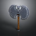Mythical Battle Axe Weapon With Bat Wing Head And Dragon Ornament Wooden Handle