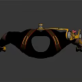 Character Outfit With Black Sleeveless Top Red Yellow Straps Arm Decorations And Yellow Black Gloves