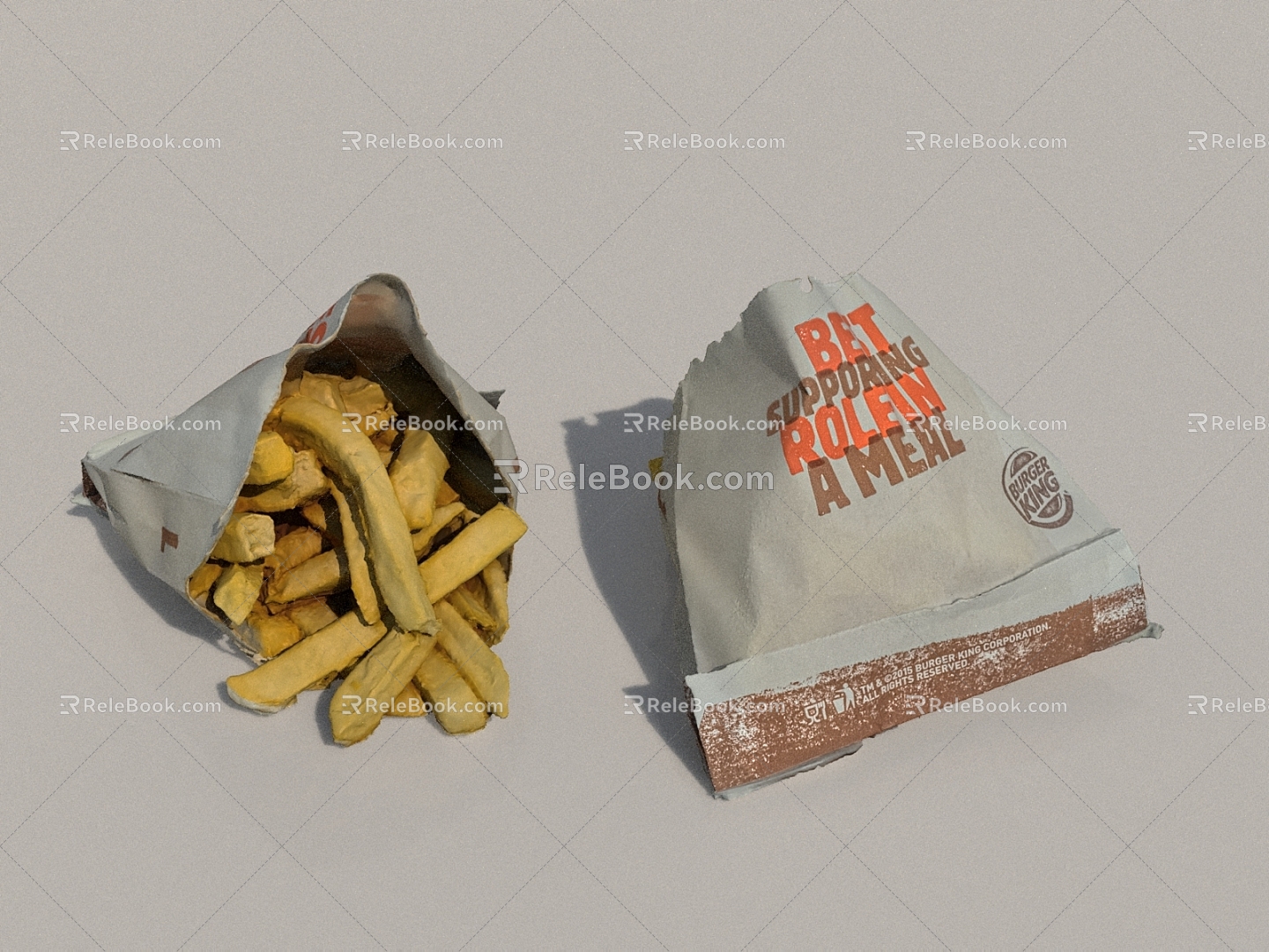 French Fries Burger McDonald's KFC Burger King Food 3d model