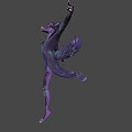 Game Movie Character With Purple Feathered Wings In Dynamic Dancing Pose