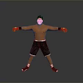 Shirtless Man In Black Shorts With Red Boxing Gloves In Boxing Stance On Gray Background