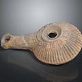 Ancient Clay Sculpture Vessel With Textured Patterns And Circular Opening Handle 3d model