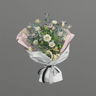 Modern bouquet holding flowers 3d model Modern bouquet holding flowers 3d model