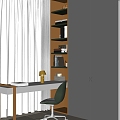 Bookcase Desk Integrated Cabinet 3d model