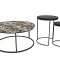 Elegant Modern Round Dining Table With Marble Top And Black Metal Legs 3d model