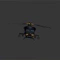 Detailed 3D Helicopter Model With Yellow Accents And Blue Canopy